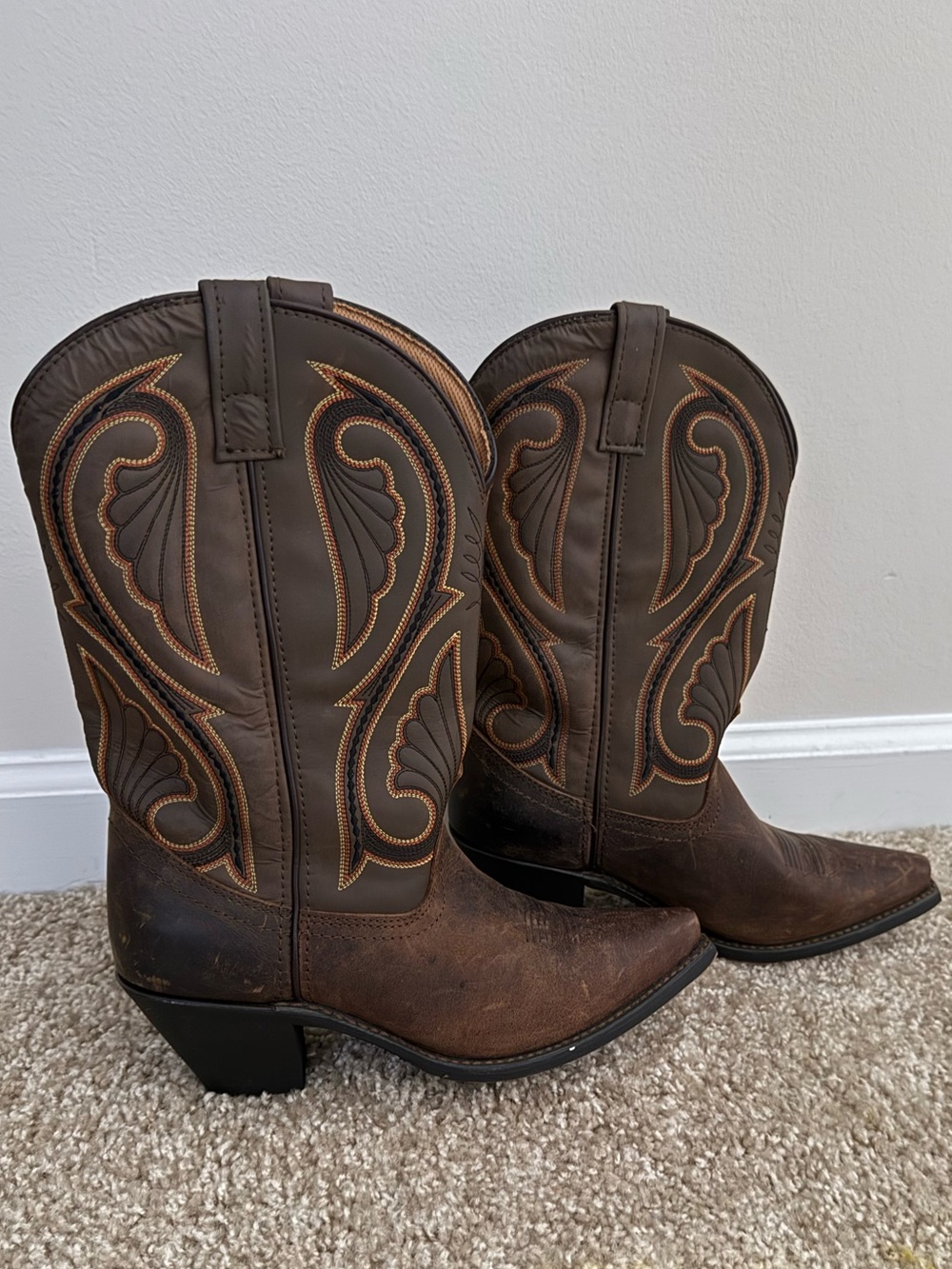 Laredo Brown Western Heeled Cowboy Boots